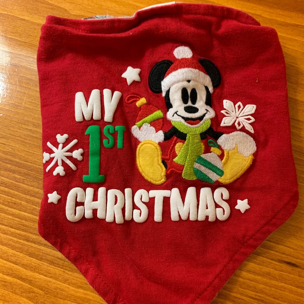 “My 1st Christmas” Disney Mickey Bib